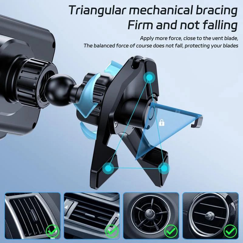Foldable Car Phone Holder – Auto Clamp & Fast Wireless Charging