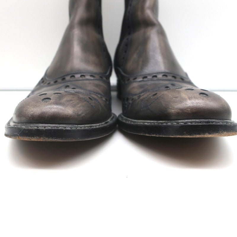 Dolce & Gabbana Wingtip Boots Brown/Gray Leather Size 37.5 Flat Chelsea Boots