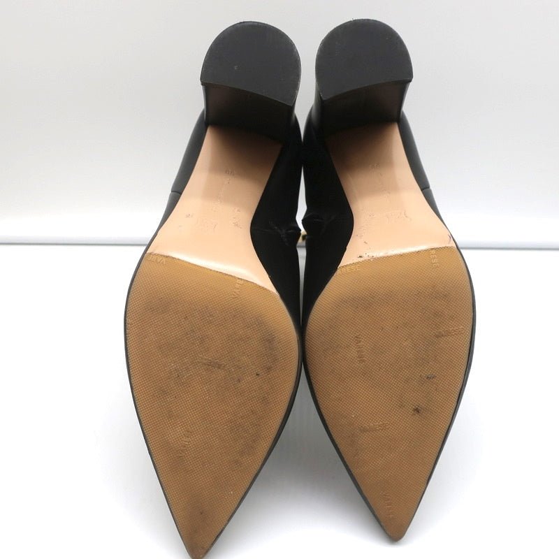 Gianvito Rossi Piper Ankle Boots Black Leather Size 38 Pointed Toe High Heel